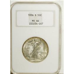 1936-S 50C MS66 NGC. Boldly struck with satiny, alabas 