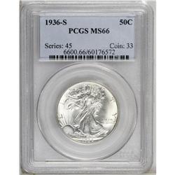 1936-S 50C MS66 PCGS. Fully brilliant luster highlight 