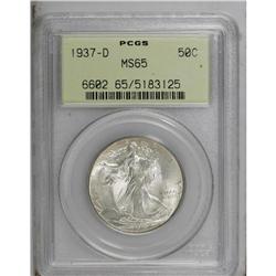1937-D 50C MS65 PCGS. A tinge of gold-tan color adhere 