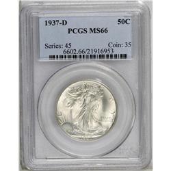 1937-D 50C MS66 PCGS. Light golden toning graces the f 