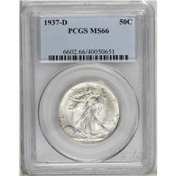 1937-D 50C MS66 PCGS. Dappled russet and sky-blue cove 