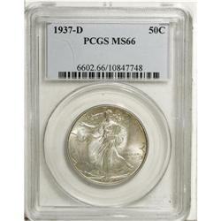 1937-D 50C MS66 PCGS. Satiny with thin dove-gray and c 