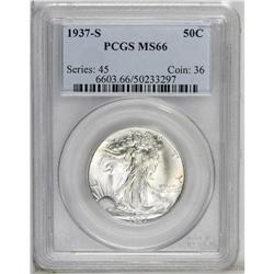 1937-S 50C MS66 PCGS. A blush of apricot toning appear 