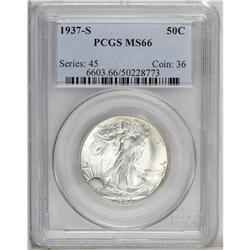 1937-S 50C MS66 PCGS. The upper right obverse has a hi 