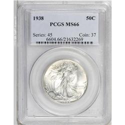 1938 50C MS66 PCGS. Highly lustrous and largely untone 