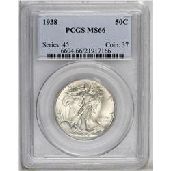 1938 50C MS66 PCGS. Sharply struck with intermittent p 