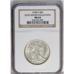 1938-D 50C MS64 NGC. Ex: Jules Reiver Collection. Nice 