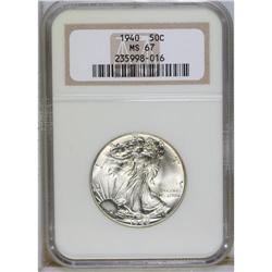 1940 50C MS67 NGC. Highly lustrous with a touch of ice 