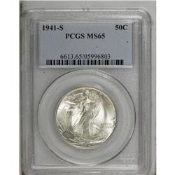 1941-S 50C MS65 PCGS. Highly lustrous and well struck 