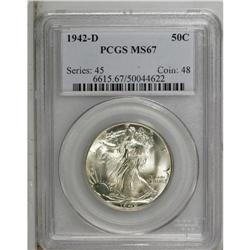 1942-D 50C MS67 PCGS. A fully brilliant Superb Gem wit 