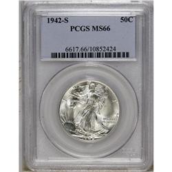 1942-S 50C MS66 PCGS. Highly lustrous and essentially 