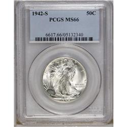 1942-S 50C MS66 PCGS. Practically brilliant with stron 