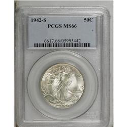 1942-S 50C MS66 PCGS. A highly lustrous piece that has 