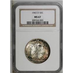 1943-D 50C MS67 NGC. This sharply struck short-set Sup 