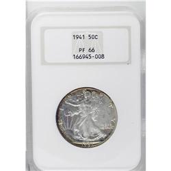 1941 50C PR66 NGC. Attractive orange-gold and sea-gree 