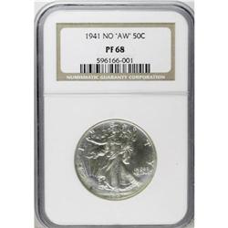 1941 50C PR68 NGC. Breen-5182. This variety lacks the 