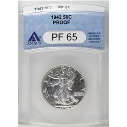 1942 50C PR65 ANACS. Light haze scarcely dims the mirr 