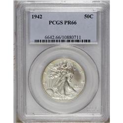 1942 50C PR66 PCGS. Ice-blue and hazy olive toning cov 