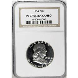 1954 50C PR67 Ultra Cameo NGC. Richly frosted devices 