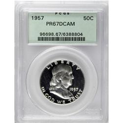 1957 50C PR67 Deep Cameo PCGS. Deeply reflective and u 