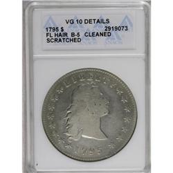 1795 S$1 Flowing Hair, Three Leaves--Cleaned, Scratche 