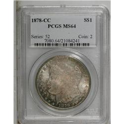 1878-CC S$1 MS64 PCGS. Pleasing luster shines beneath 
