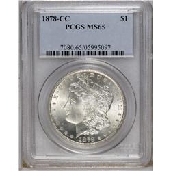 1878-CC S$1 MS65 PCGS. A sharply impressed and highly 