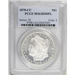 1878-CC S$1 MS63 Deep Mirror Prooflike PCGS. Flashy wi 