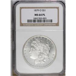 1879-O S$1 MS64 Prooflike NGC. A solidly struck, brill 
