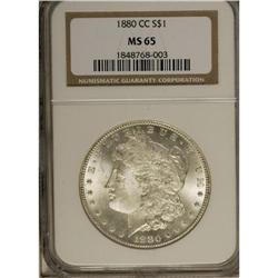 1880-CC S$1 MS65 NGC. Pleasing frosty surfaces assume 