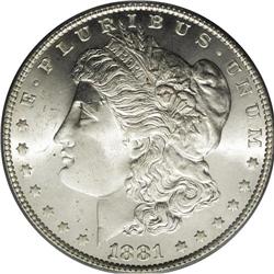 1881 S$1 MS66 PCGS. Though readily available in lower 