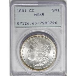 1881-CC S$1 MS65 PCGS. A solidly struck and largely un 