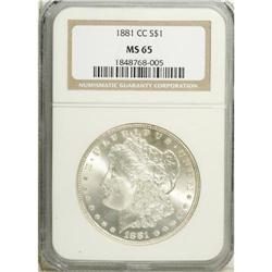 1881-CC S$1 MS65 NGC. Potent luster adorns both sides 