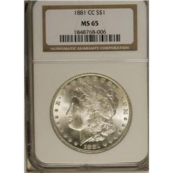 1881-CC S$1 MS65 NGC. Attractive, essentially untoned 