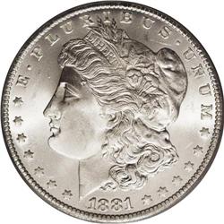 1881-CC S$1 MS67 PCGS. Among Carson City Mint Morgan d 