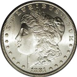 1881-CC S$1 MS67 PCGS. The 1881-CC dollar, a low minta 