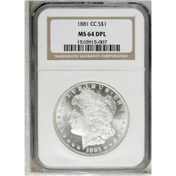 1881-CC S$1 MS64 Deep Mirror Prooflike NGC. Deeply ref 