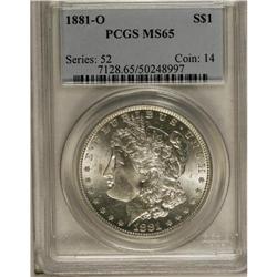 1881-O S$1 MS65 PCGS. Dazzling luster complements the 