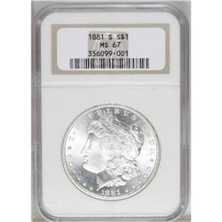 1881-S S$1 MS67 NGC. A flashy and essentially untoned 