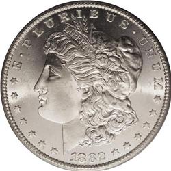 1882-CC S$1 MS67 PCGS. Courtesy of the GSA hoard, the 