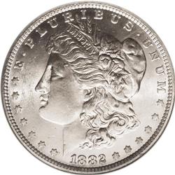 1882-O/S S$1 MS64 NGC. VAM-4. A Top-100 Variety. The " 