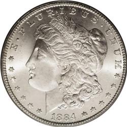 1884-CC S$1 MS67 PCGS. An exceptionally bright and lus 