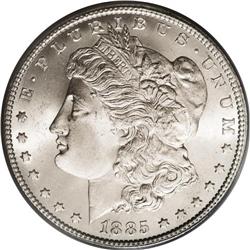 1885-CC S$1 MS65 PCGS. According to Q. David Bowers, M 