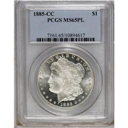 1885-CC S$1 MS65 Prooflike PCGS. The heavily frosted d 