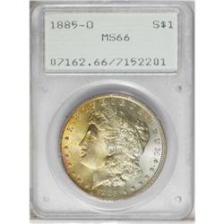1885-O S$1 MS66 PCGS. While the reverse has subdued go 