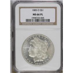 1885-O S$1 MS66 Prooflike NGC. A lightly frosted examp 