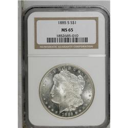 1885-S S$1 MS65 NGC. Highly lustrous and largely unton 