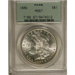 1886 S$1 MS67 PCGS. A highly lustrous and untoned Supe 