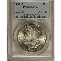 1888-O S$1 MS66 PCGS. A band of lemon-yellow patina wi 