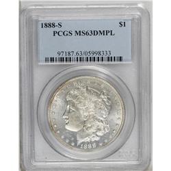 1888-S S$1 MS63 Deep Mirror Prooflike PCGS. Nicely str 